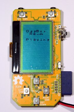 A front view of a bare bones music player PCB